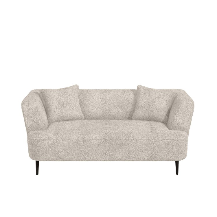 2 Seater Sofa in Cream Sheepskin Fabric - Teddy