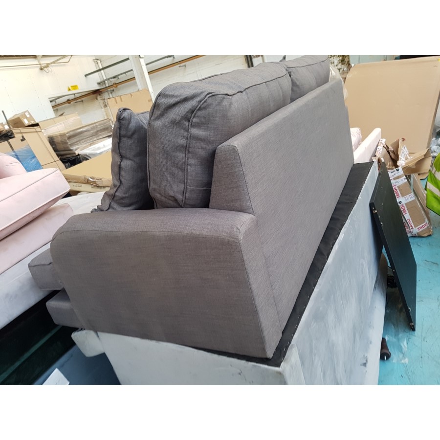 GRADE A2 - Grey 3 Seater Sofa in Woven Fabric - Payton