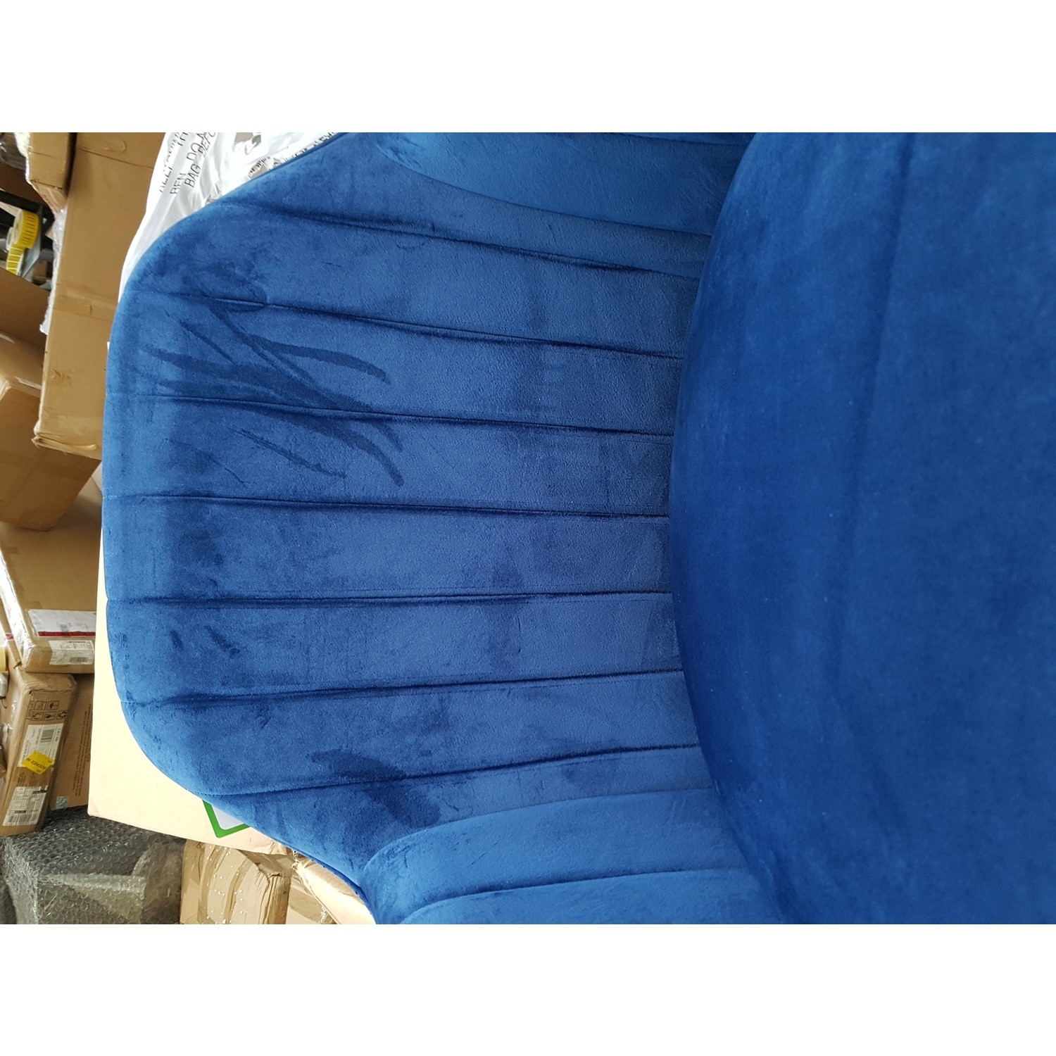 GRADE A2 Set of 2 Navy Blue Velvet Dining Tub Chairs with Black Legs