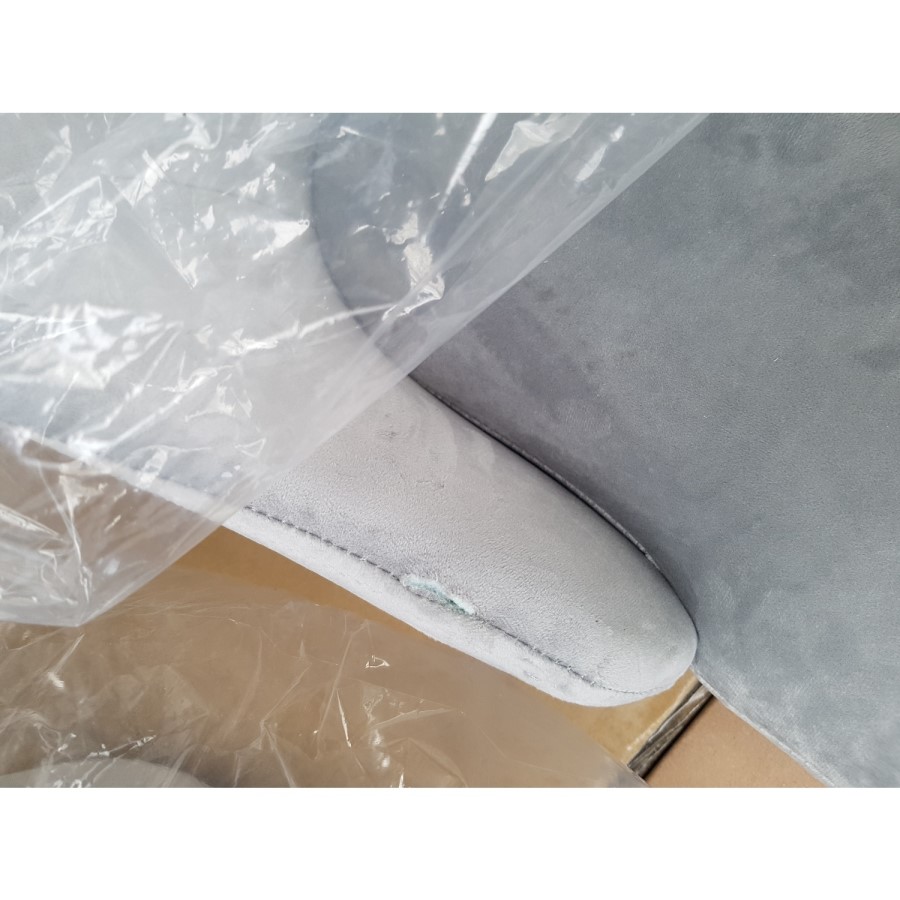GRADE A2 - Pair of Light Grey Velvet Dining Chairs with Button Back - Maddy