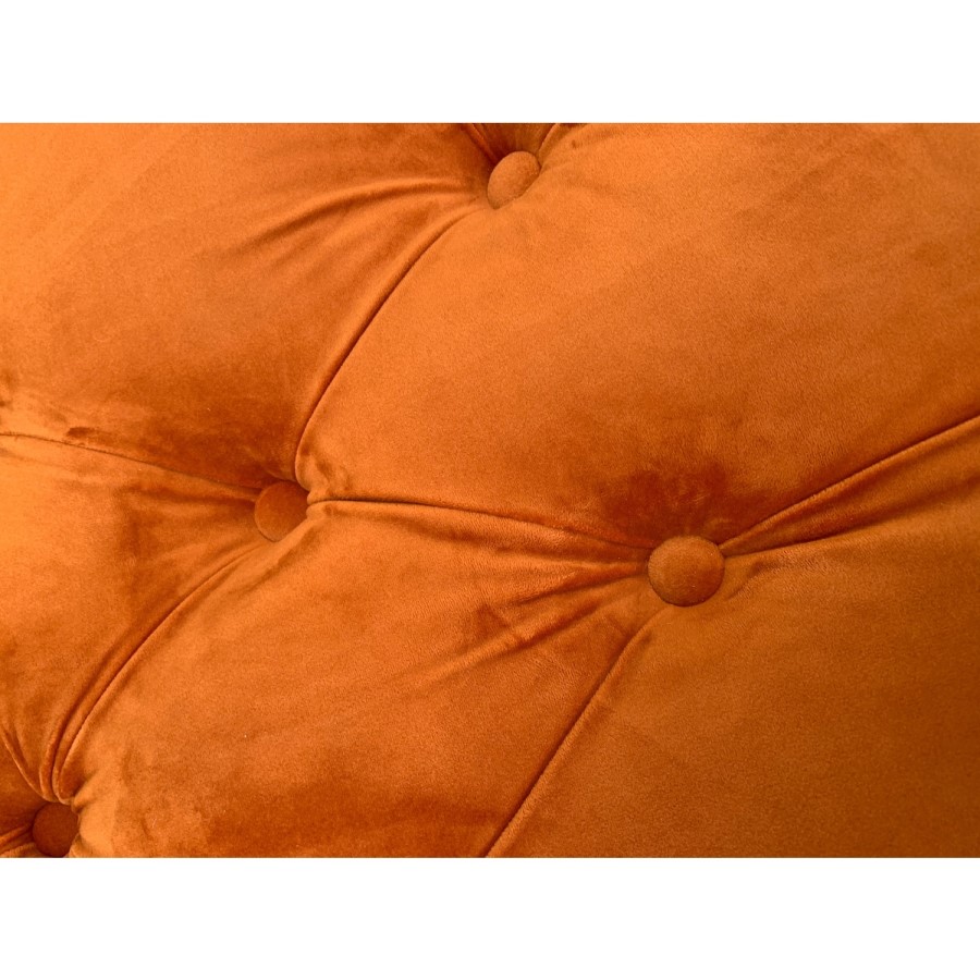 GRADE A2 - Buttoned Orange Velvet Sofa with Cushions - Seats 3 - Luthor