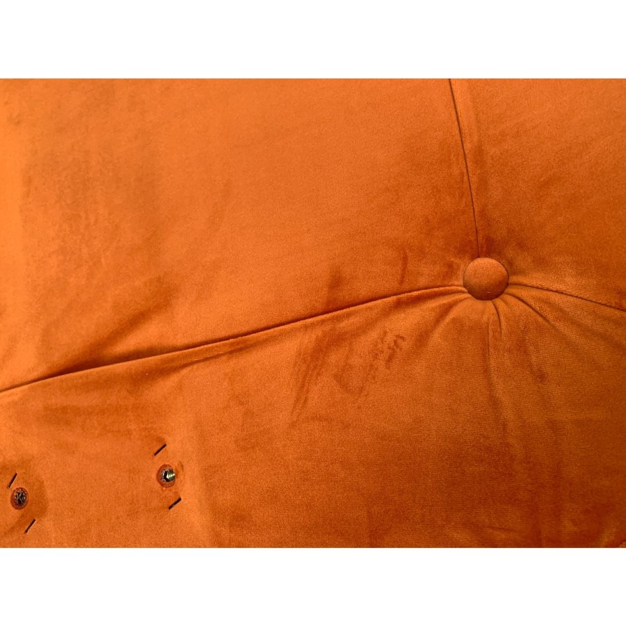 GRADE A2 - Buttoned Orange Velvet Sofa with Cushions - Seats 3 - Luthor