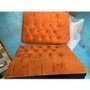 GRADE A2 - Buttoned Orange Velvet Sofa with Cushions - Seats 3 - Luthor