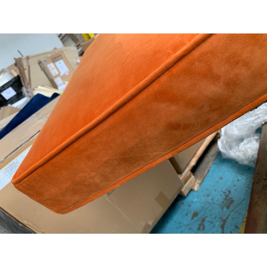 GRADE A2 - Buttoned Orange Velvet Sofa with Cushions - Seats 3 - Luthor