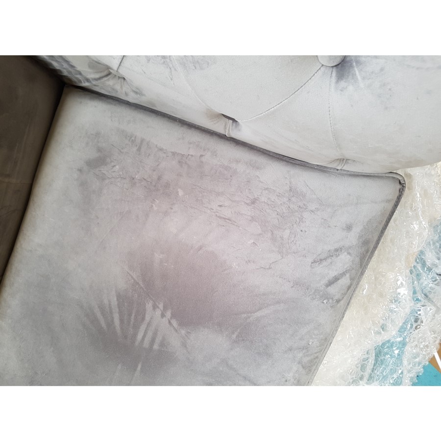 GRADE A2 - Grey Velvet Chesterfield Sofa - Seats 2 - Bronte