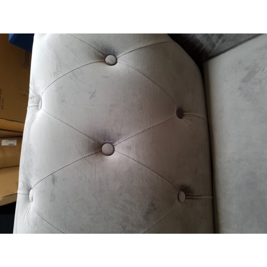 GRADE A2 - Grey Velvet Chesterfield Sofa - Seats 2 - Bronte