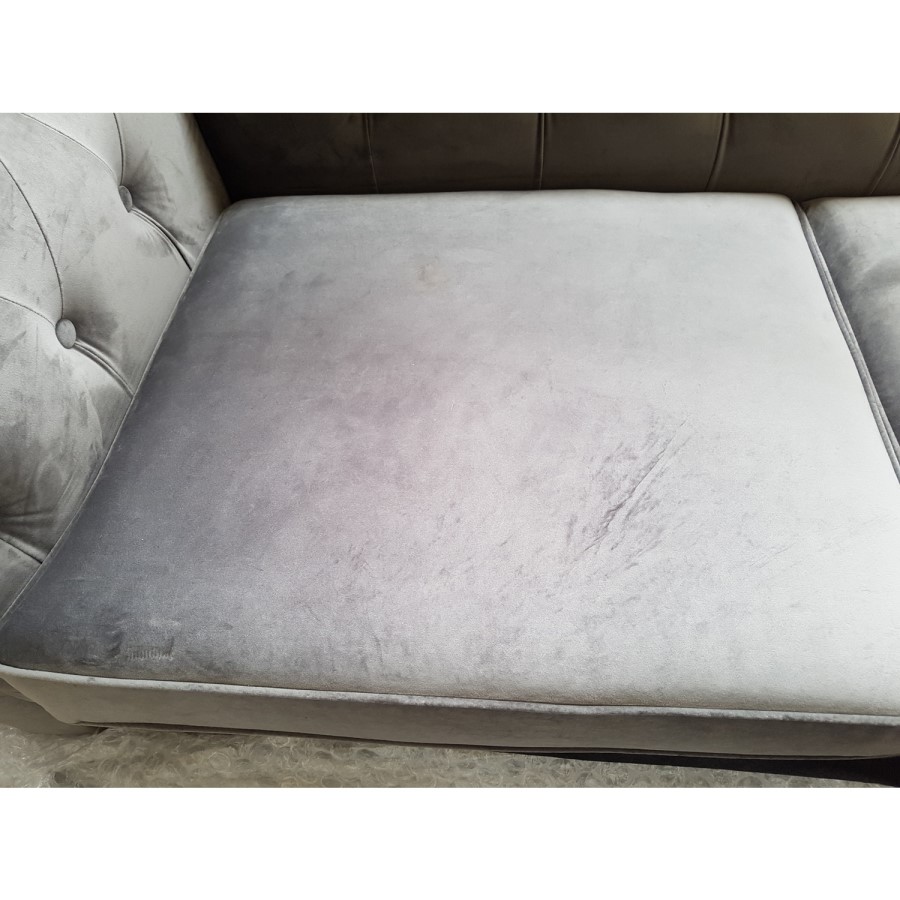 GRADE A2 - Grey Velvet Chesterfield Sofa - Seats 2 - Bronte