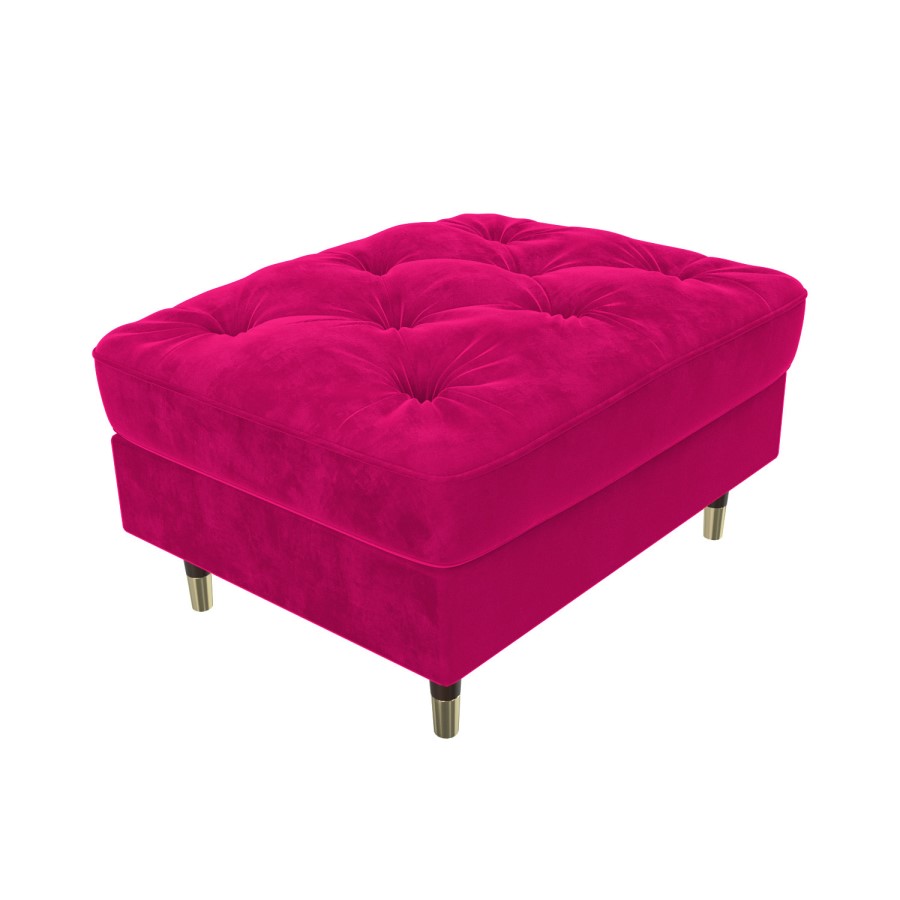 Buttoned Velvet Footstool in Hot Pink - Cole