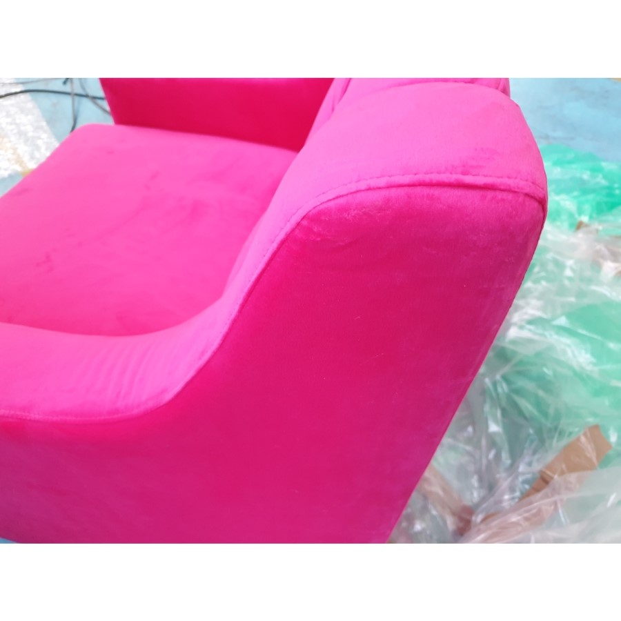 GRADE A2 - Hot Pink Velvet Armchair with Button Detail - Cole