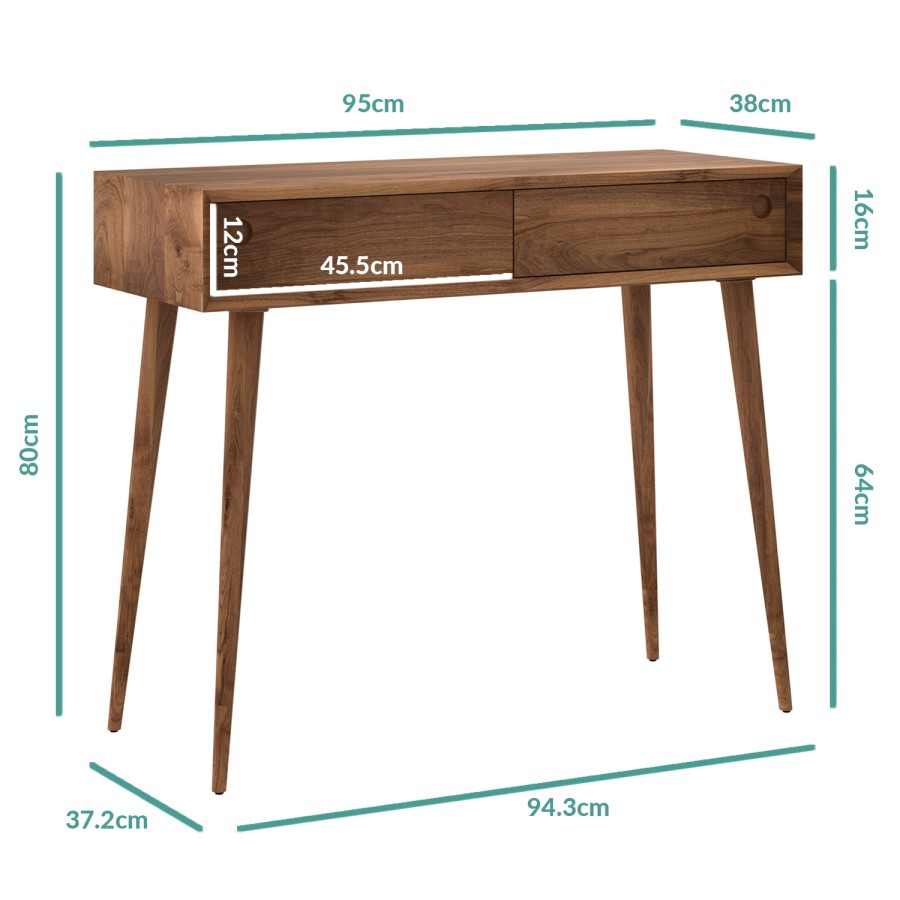 Walnut Console Table with Drawers - Briana