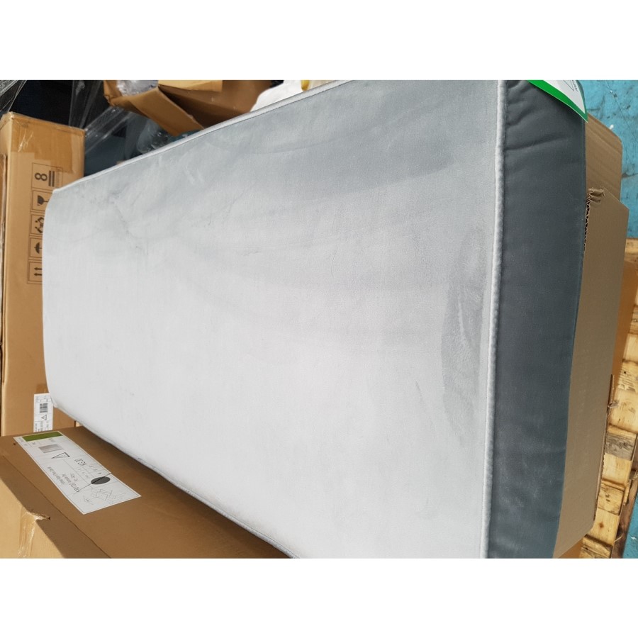 GRADE A2 - Silver Grey Velvet Footstool - Idris