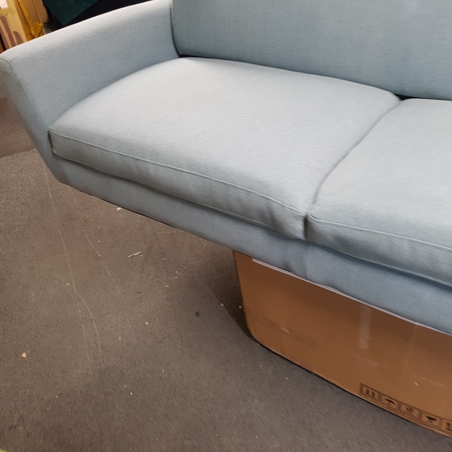 GRADE A2 - Light Blue Fabric Sofa - 3 Seater - Monza 
