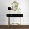 Curved Black Dressing Table with 2 Drawers - Enzo
