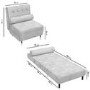 GRADE A1 - Single Sofa Bed in Silver Grey Velvet with Bolster Cushion - Eleni