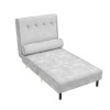 Single Sofa Bed in Silver Grey Velvet with Bolster Cushion - Eleni