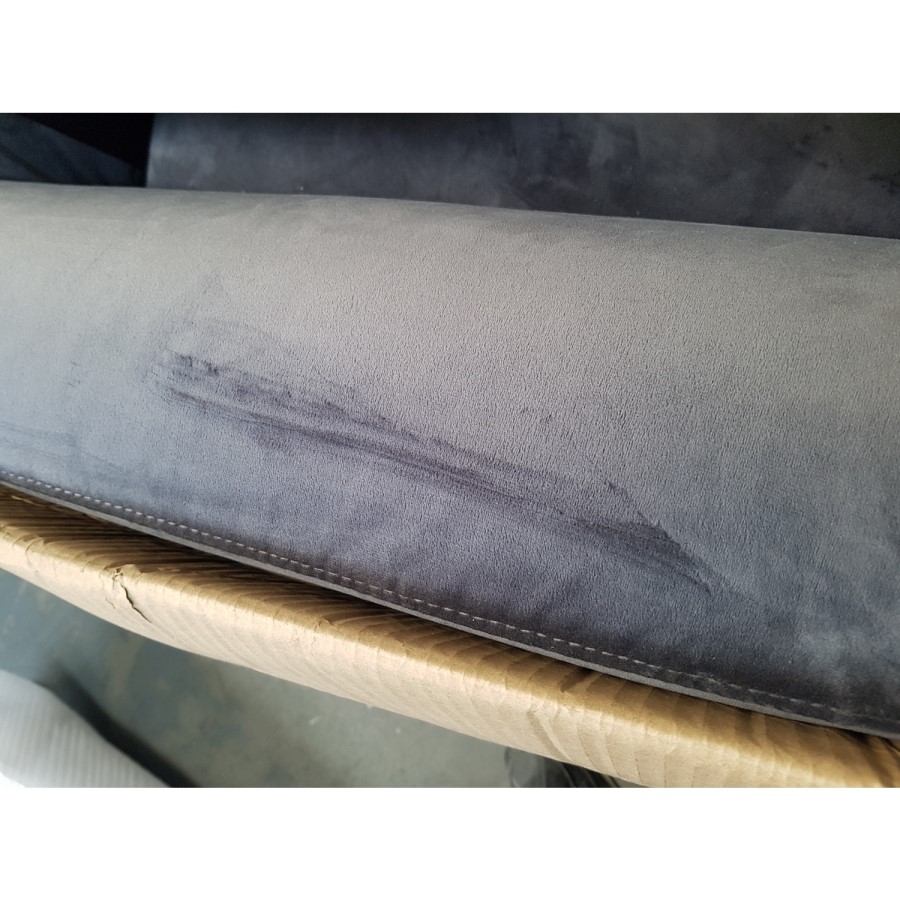 GRADE A2 - Right Hand Facing Corner Sofa Bed in Grey Velvet - Seats 3 - Sutton