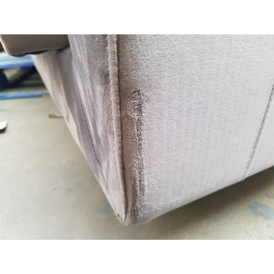 GRADE A2 - Right Hand Facing Corner Sofa Bed in Grey Velvet - Seats 3 - Sutton