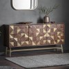 GRADE A2 - Gallery Solid Wood Sideboard with Brass Inlay Finish - Tate Range