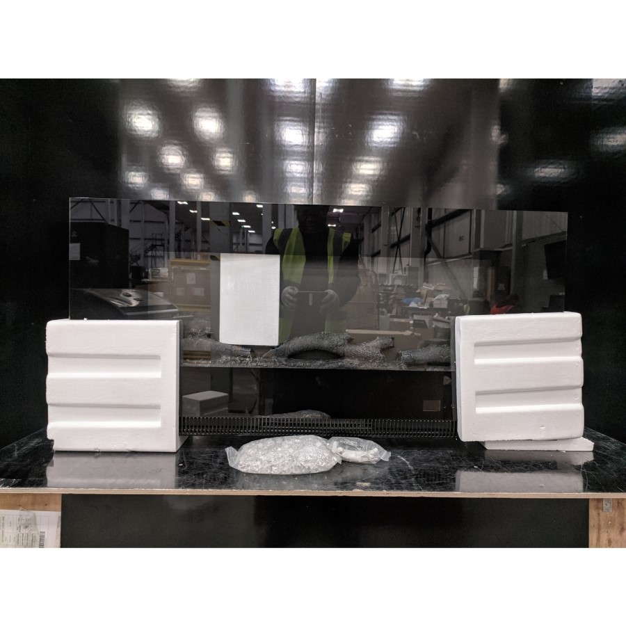GRADE A3 - Black Wall Mounted or Recessed Electric Fire with Log and Crystal Fuel Bed - Amberglo