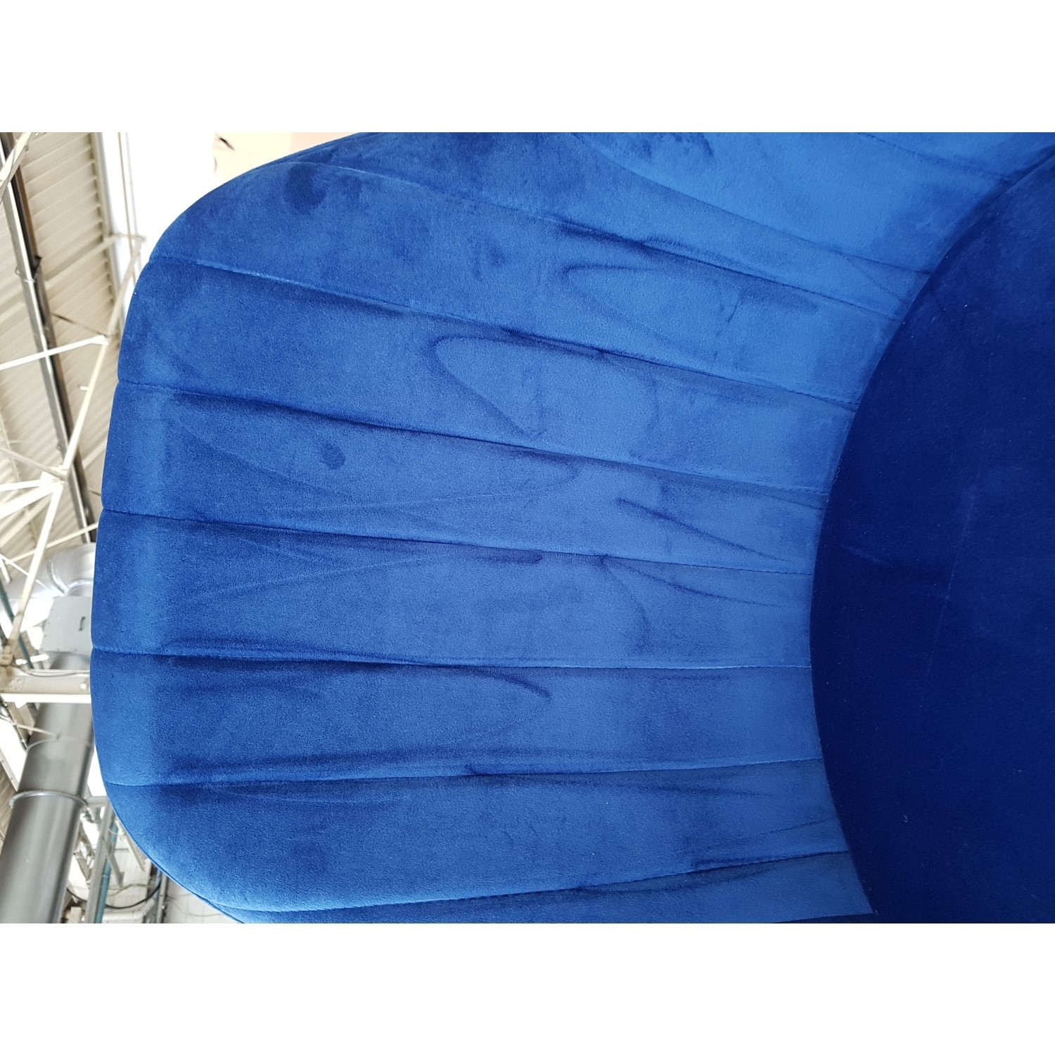 GRADE A2 Set of 2 Navy Blue Velvet Dining Tub Chairs with Black Legs