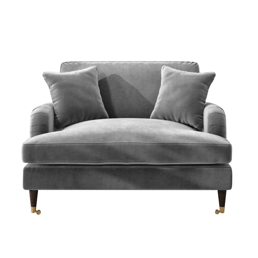 Silver Grey Velvet Loveseat - Payton