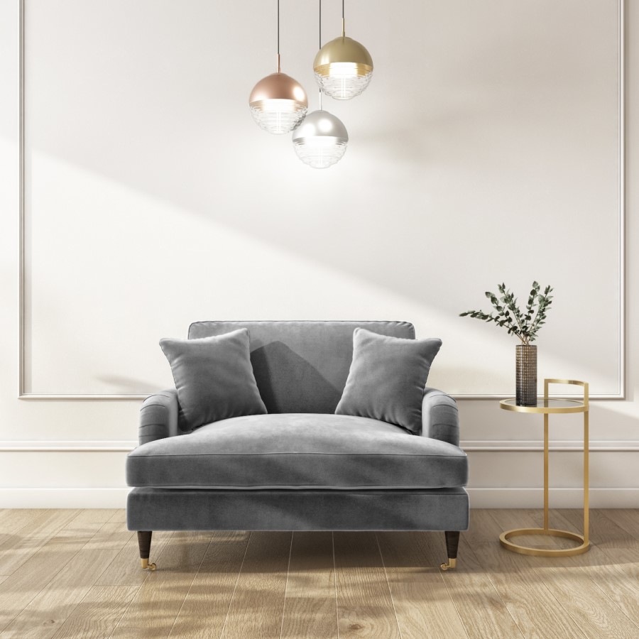 Silver Grey Velvet Loveseat - Payton