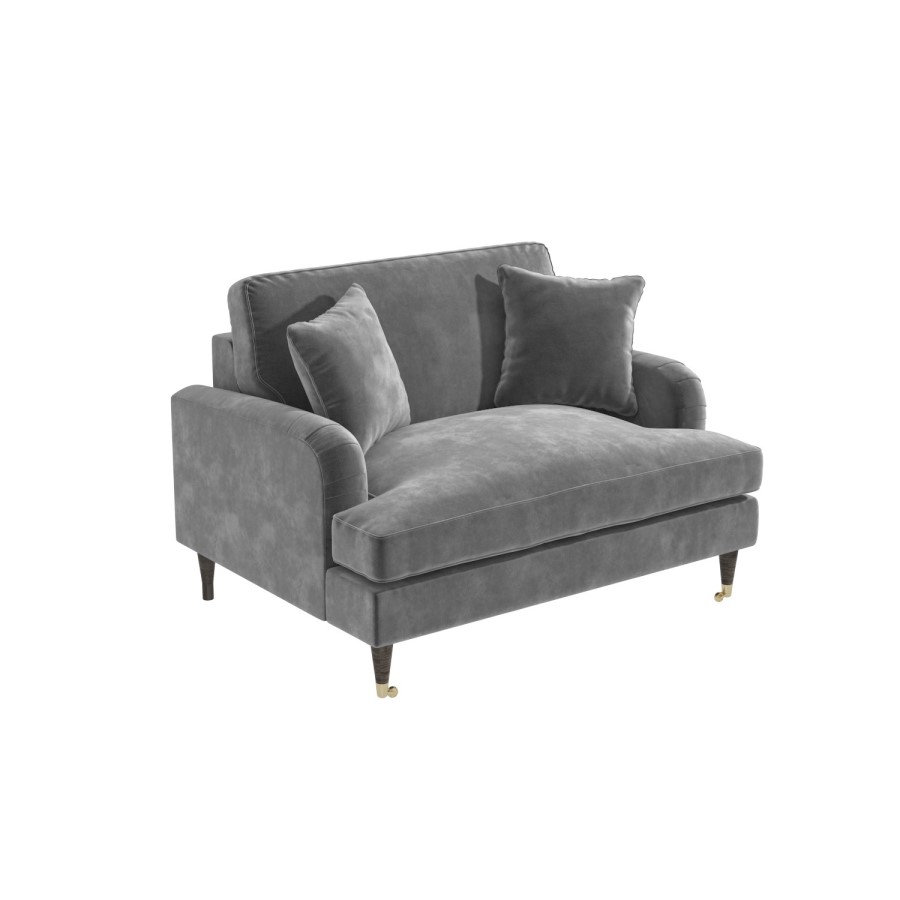 Silver Grey Velvet Loveseat - Payton