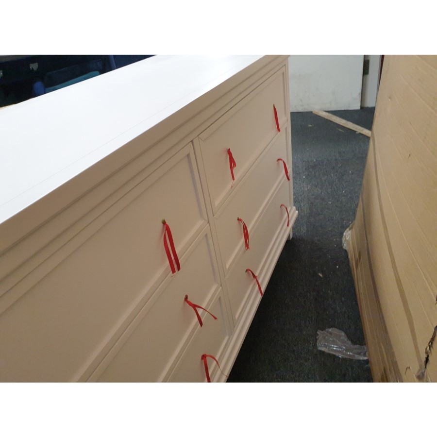 GRADE A2 - Georgia 6 Drawer Wide Chest of Drawers in White