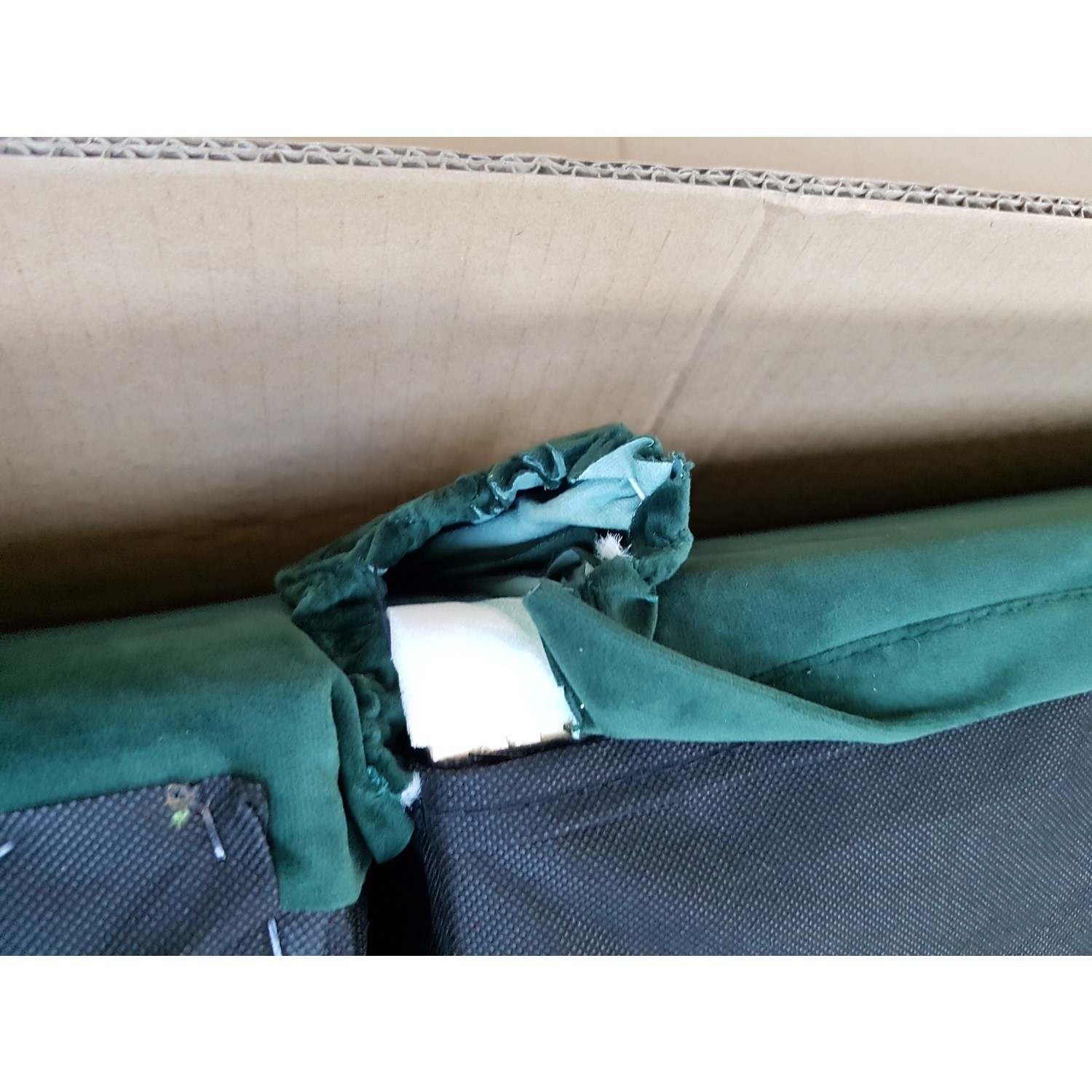 GRADE A2 Single Sofa Bed in Dark Green Velvet with Bolster Cushion Eleni Furniture123