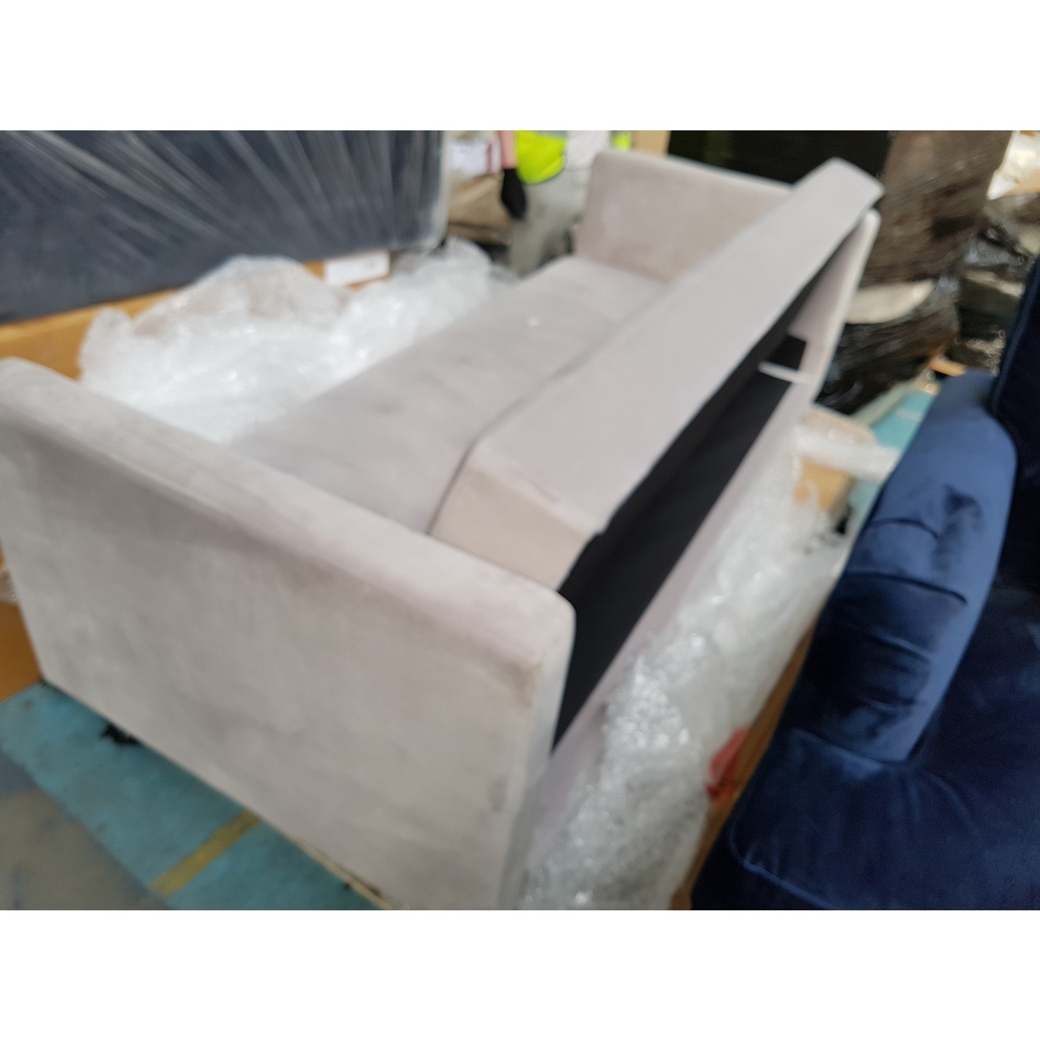 GRADE A2 Grey 3 Seater Velvet Sofa Bed with Cushions Rory