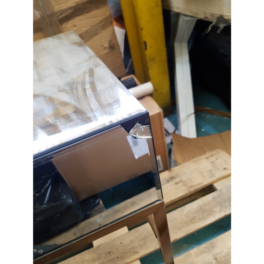 GRADE A2 - Lola Mirrored Single Drawer Bedside Table with Rose Gold Legs