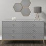 GRADE A2 - Ezra Chevron Wide Chest of Drawers in Pale Grey