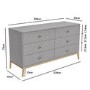 GRADE A2 - Ezra Chevron Wide Chest of Drawers in Pale Grey