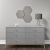 Wide Grey Chevron Chest of 6 Drawers with Legs - Ezra