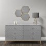 GRADE A2 - Ezra Chevron Wide 6 Drawer Chest of Drawers in Pale Grey