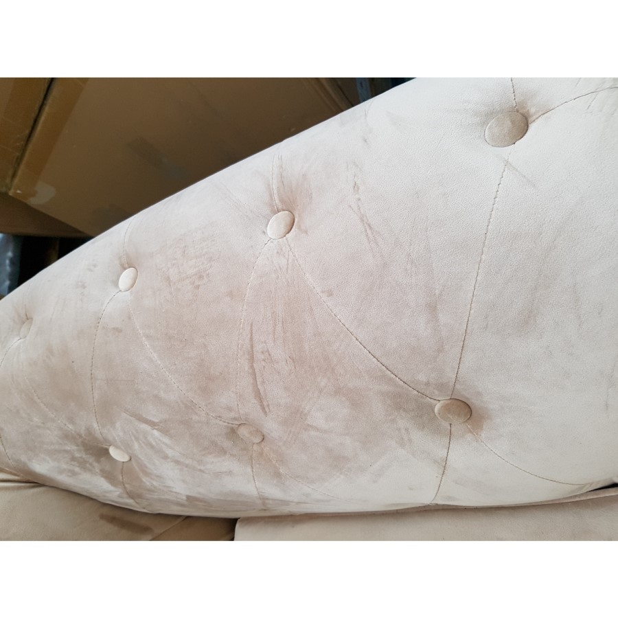 GRADE A2 - 3 Seater Chesterfield Sofa Bed in Beige Velvet - Sleeps 2 - Bronte
