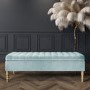 GRADE A1 - Safina Striped Top Ottoman Storage Bench in Duck Egg Blue Velvet