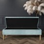GRADE A1 - Safina Striped Top Ottoman Storage Bench in Duck Egg Blue Velvet