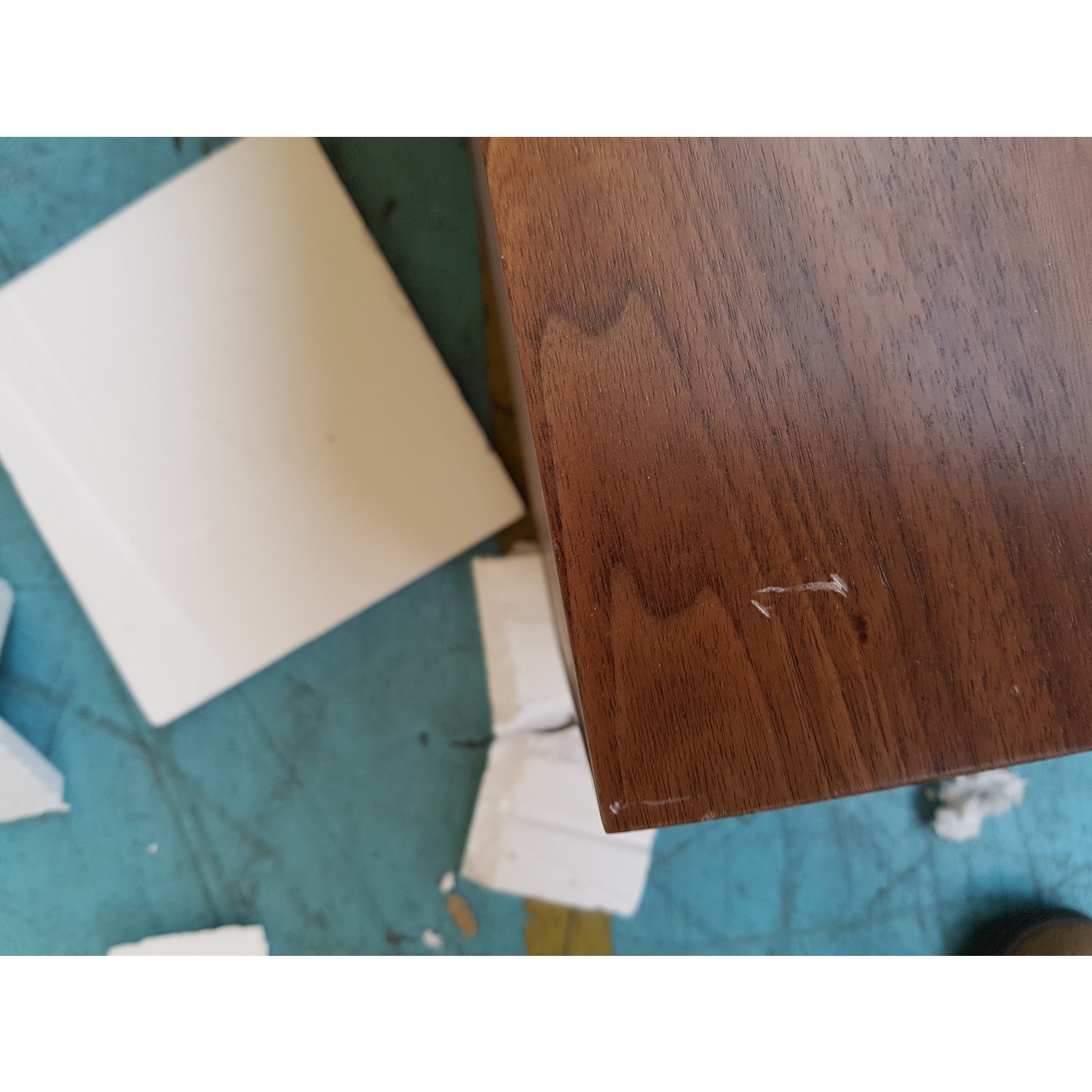 GRADE A2 Solid Walnut TV Unit with Sliding Doors & Drawers Briana