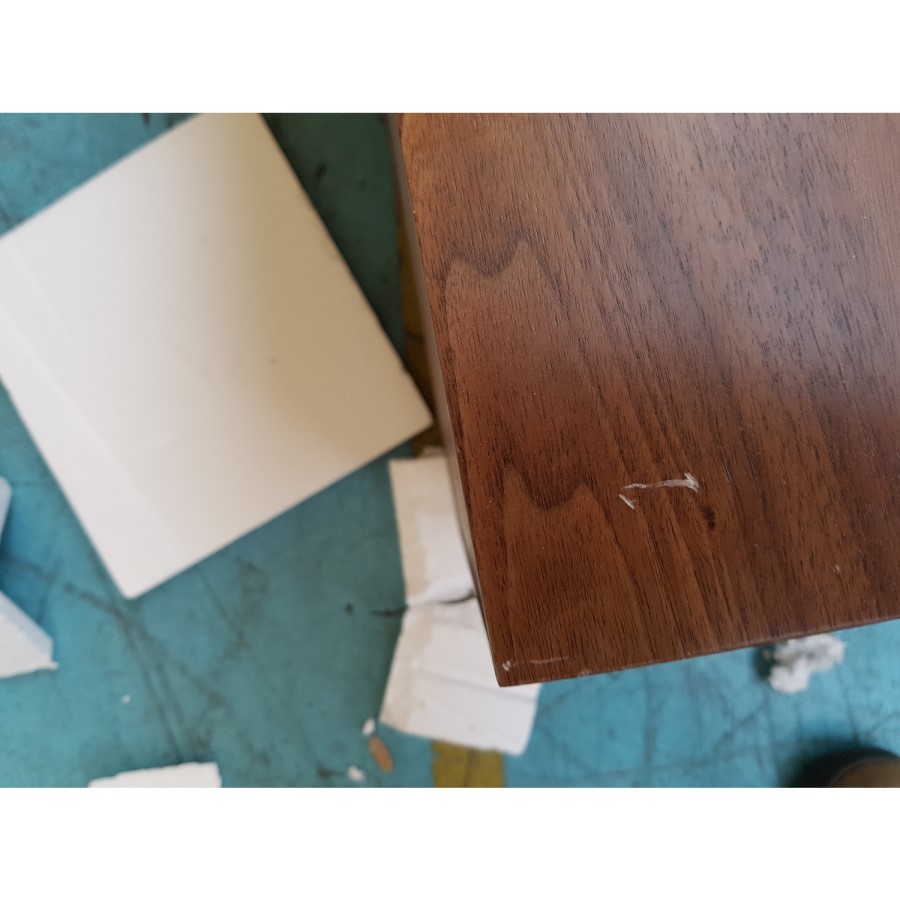 GRADE A2 - Solid Walnut TV Unit with Sliding Doors & Drawers - Briana