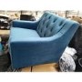 GRADE A2 - Blue Petrol Velvet Buttoned Armchair - Cole