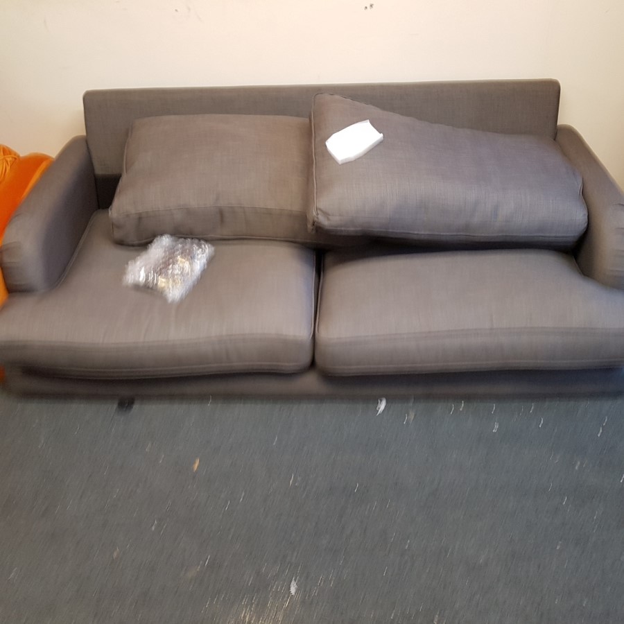 GRADE A2 - Grey 3 Seater Sofa in Woven Fabric - Payton