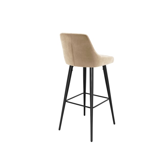 GRADE A1 - Beige Velvet Bar Stool with Back - 77cm - Macie