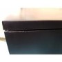 GRADE A2 - Alexis Mirrored 2 Drawer Bedside Table in Black with Carved Detail