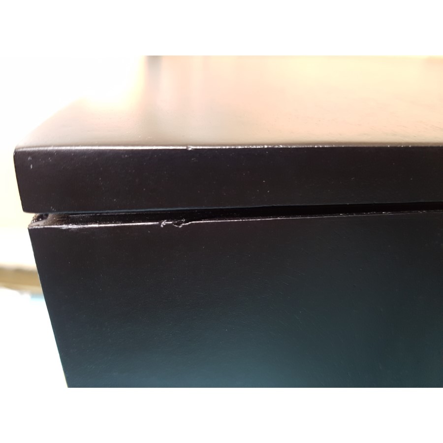 GRADE A2 - Alexis Mirrored 2 Drawer Bedside Table in Black with Carved Detail