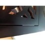 GRADE A2 - Alexis Mirrored 2 Drawer Bedside Table in Black with Carved Detail