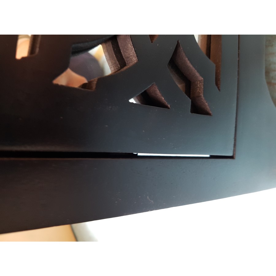 GRADE A2 - Alexis Mirrored 2 Drawer Bedside Table in Black with Carved Detail