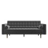 GRADE A2 - 3 Seater Sofa in Grey Velvet with Buttoned Back &amp; Bolster Cushions - Elba