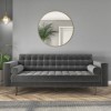 GRADE A2 - 3 Seater Sofa in Grey Velvet with Buttoned Back &amp; Bolster Cushions - Elba