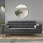 Grey Velvet 3 Seater Mid Century Quilted Sofa - Elba